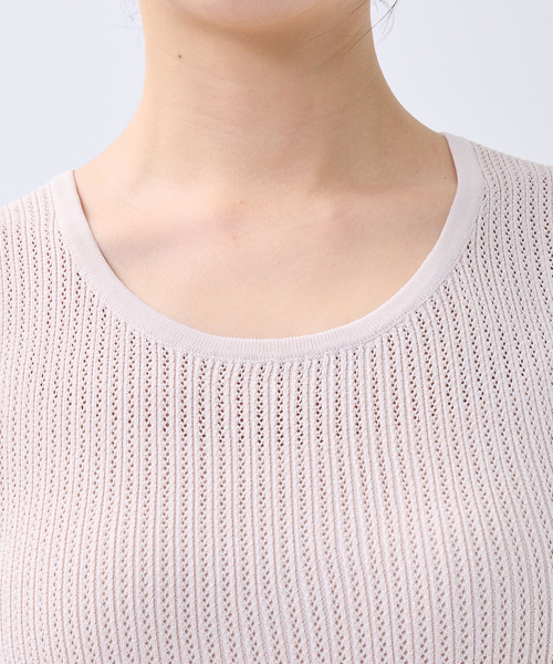 NARACAMICIE(ナラカミーチェ)の「【NARACAMICIE】透かし編みペプラムノースリプルオーバー(ニット/セーター・レディース・ブラウン/ブラック/ピンク/ブルー/ネイビー・M)」の9枚目の写真