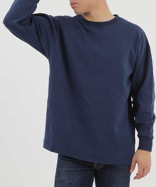 CLOTHY(クロシィ)の「【ふんわり柔らかな手触り】メンズダブルフェイスコットン100%無地ロンT(Tシャツ/カットソー・メンズ・モカ/ブラック/ネイビー/チャコールグレー/グレー/ホワイト/ブラウン・LARGE/MEDIUM)」の7枚目の写真