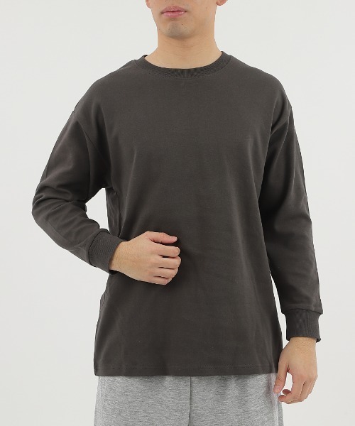 CLOTHY(クロシィ)の「【ふんわり柔らかな手触り】メンズダブルフェイスコットン100%無地ロンT(Tシャツ/カットソー・メンズ・モカ/ブラック/ネイビー/チャコールグレー/グレー/ホワイト/ブラウン・LARGE/MEDIUM)」の21枚目の写真
