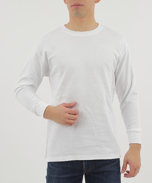 CLOTHY(クロシィ)の「【ふんわり柔らかな手触り】メンズダブルフェイスコットン100%無地ロンT(Tシャツ/カットソー・メンズ・モカ/ブラック/ネイビー/チャコールグレー/グレー/ホワイト/ブラウン・LARGE/MEDIUM)」の13枚目の写真