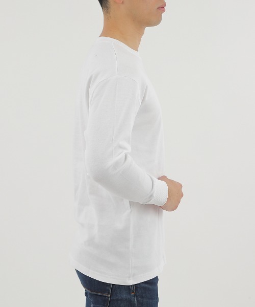 CLOTHY(クロシィ)の「【ふんわり柔らかな手触り】メンズダブルフェイスコットン100%無地ロンT(Tシャツ/カットソー・メンズ・モカ/ブラック/ネイビー/チャコールグレー/グレー/ホワイト/ブラウン・LARGE/MEDIUM)」の14枚目の写真