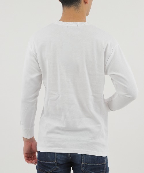 CLOTHY(クロシィ)の「【ふんわり柔らかな手触り】メンズダブルフェイスコットン100%無地ロンT(Tシャツ/カットソー・メンズ・モカ/ブラック/ネイビー/チャコールグレー/グレー/ホワイト/ブラウン・LARGE/MEDIUM)」の15枚目の写真