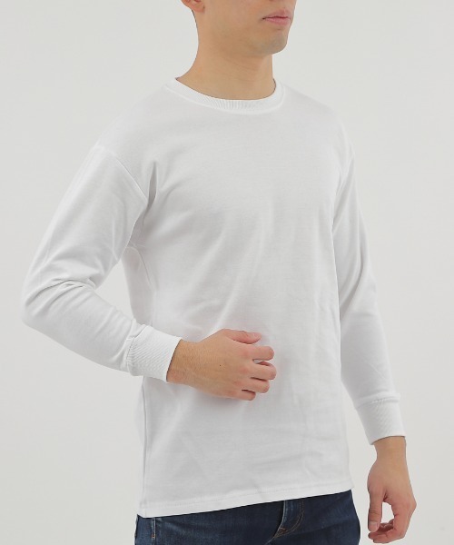 CLOTHY(クロシィ)の「【ふんわり柔らかな手触り】メンズダブルフェイスコットン100%無地ロンT(Tシャツ/カットソー・メンズ・モカ/ブラック/ネイビー/チャコールグレー/グレー/ホワイト/ブラウン・LARGE/MEDIUM)」の16枚目の写真
