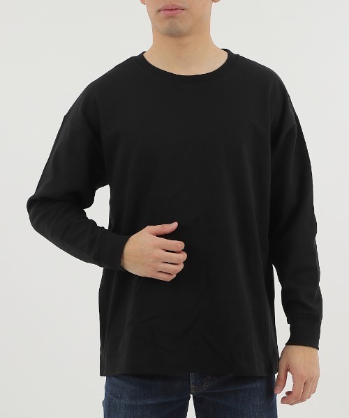 CLOTHY(クロシィ)の「【ふんわり柔らかな手触り】メンズダブルフェイスコットン100%無地ロンT(Tシャツ/カットソー・メンズ・モカ/ブラック/ネイビー/チャコールグレー/グレー/ホワイト/ブラウン・LARGE/MEDIUM)」の9枚目の写真