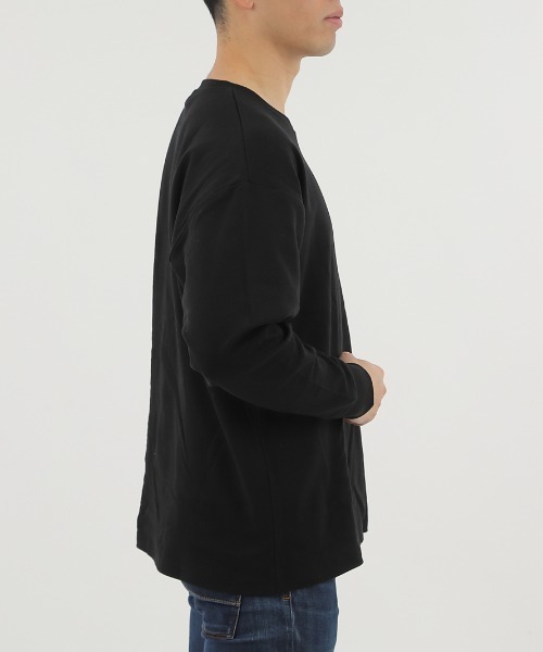 CLOTHY(クロシィ)の「【ふんわり柔らかな手触り】メンズダブルフェイスコットン100%無地ロンT(Tシャツ/カットソー・メンズ・モカ/ブラック/ネイビー/チャコールグレー/グレー/ホワイト/ブラウン・LARGE/MEDIUM)」の10枚目の写真