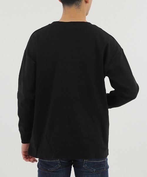 CLOTHY(クロシィ)の「【ふんわり柔らかな手触り】メンズダブルフェイスコットン100%無地ロンT(Tシャツ/カットソー・メンズ・モカ/ブラック/ネイビー/チャコールグレー/グレー/ホワイト/ブラウン・LARGE/MEDIUM)」の11枚目の写真