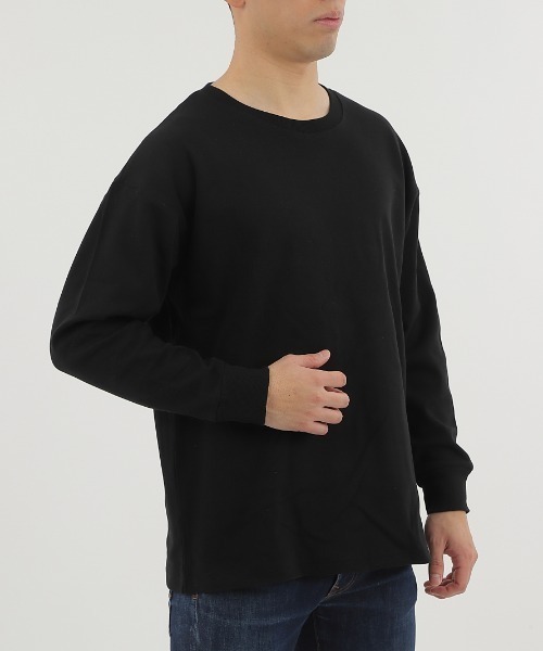 CLOTHY(クロシィ)の「【ふんわり柔らかな手触り】メンズダブルフェイスコットン100%無地ロンT(Tシャツ/カットソー・メンズ・モカ/ブラック/ネイビー/チャコールグレー/グレー/ホワイト/ブラウン・LARGE/MEDIUM)」の12枚目の写真