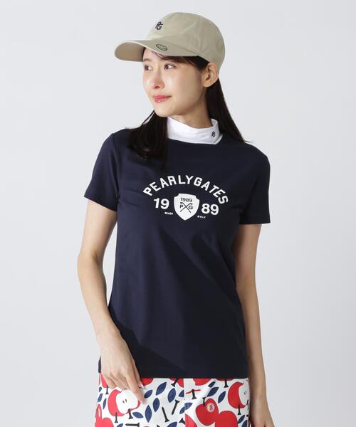 PEARLY GATES（パーリーゲイツ）の「【PEARLY GATES】８０／１　３６Ｇベアカノコ（Tシャツ/カットソー・レディース・ネイビー/ホワイト・MEDIUM/LARGE/SMALL）」の2枚目の写真