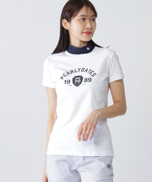 PEARLY GATES（パーリーゲイツ）の「【PEARLY GATES】８０／１　３６Ｇベアカノコ（Tシャツ/カットソー・レディース・ネイビー/ホワイト・MEDIUM/LARGE/SMALL）」の3枚目の写真