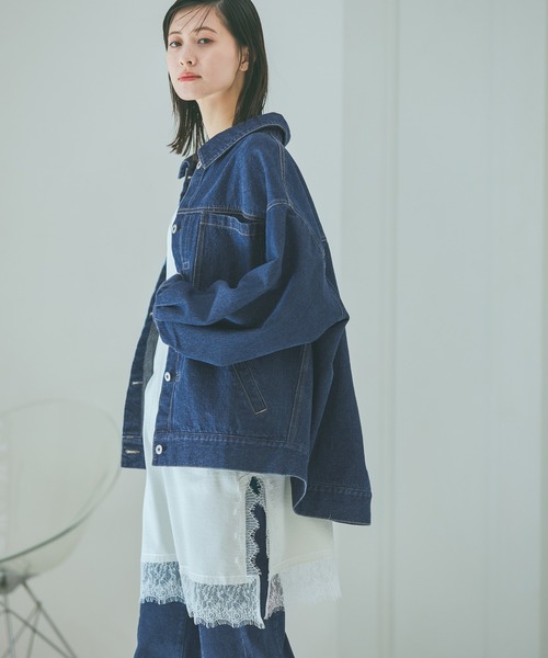 LAKOLE(ラコレ)の「カラーデニムブルゾン / 638619(デニムジャケット・レディース・グレー/インディゴブルー/ベージュ・FREE)」の3枚目の写真