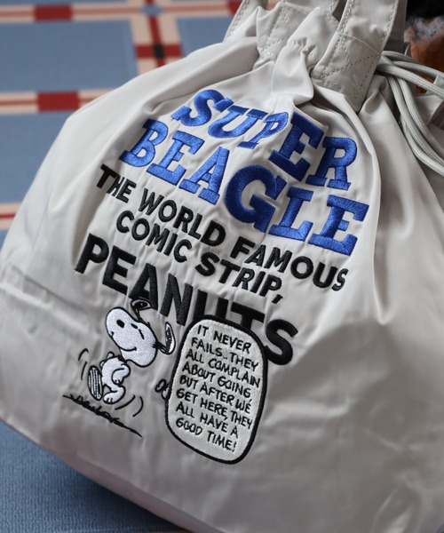 SNOOPY(スヌーピー)の「SNOOPY スヌーピー 巾着トートバッグ 刺繍(トートバッグ・レディース・キナリ/グレー・FREE)」の9枚目の写真