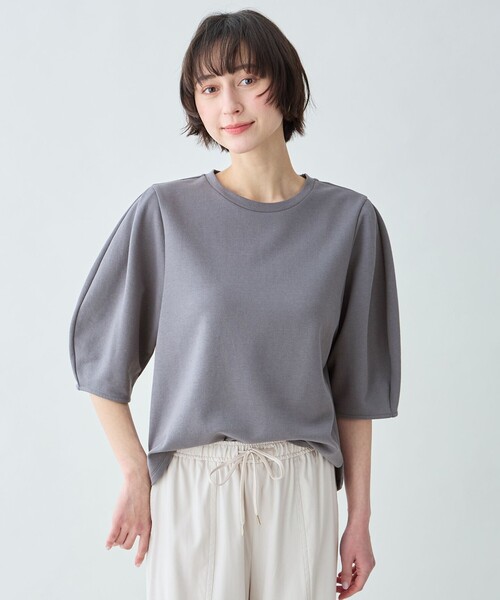 ANY（エニィ）の「ダンボールコクーンスリーブプルオーバー（Tシャツ/カットソー・レディース・アイボリー系/グレー系/ライトグレー系/ピンク系/ライトイエロー系・X-LARGE）」の3枚目の写真