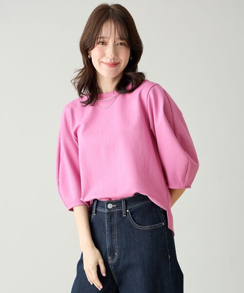 ANY（エニィ）の「ダンボールコクーンスリーブプルオーバー（Tシャツ/カットソー・レディース・アイボリー系/グレー系/ライトグレー系/ピンク系/ライトイエロー系・X-LARGE）」の9枚目の写真