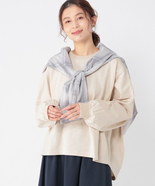 studio CLIP（スタディオクリップ）の「スラブ裏毛ドルマンカットソー（Tシャツ/カットソー・レディース・チャコール/ライトベージュ/オフホワイト・FREE）」の3枚目の写真