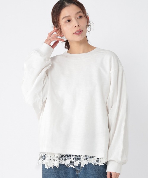 studio CLIP（スタディオクリップ）の「スラブ裏毛ドルマンカットソー（Tシャツ/カットソー・レディース・チャコール/ライトベージュ/オフホワイト・FREE）」の4枚目の写真