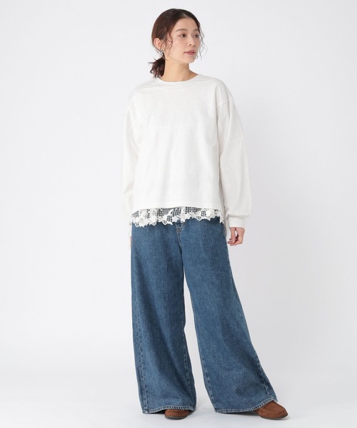 studio CLIP（スタディオクリップ）の「スラブ裏毛ドルマンカットソー（Tシャツ/カットソー・レディース・チャコール/ライトベージュ/オフホワイト・FREE）」の6枚目の写真