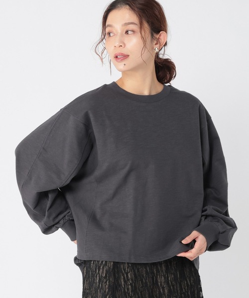 studio CLIP（スタディオクリップ）の「スラブ裏毛ドルマンカットソー（Tシャツ/カットソー・レディース・チャコール/ライトベージュ/オフホワイト・FREE）」の8枚目の写真
