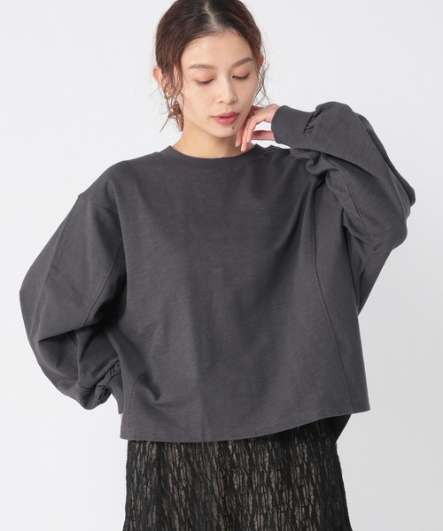 studio CLIP（スタディオクリップ）の「スラブ裏毛ドルマンカットソー（Tシャツ/カットソー・レディース・チャコール/ライトベージュ/オフホワイト・FREE）」の9枚目の写真