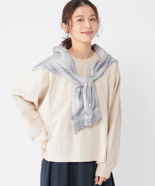 studio CLIP（スタディオクリップ）の「スラブ裏毛ドルマンカットソー（Tシャツ/カットソー・レディース・チャコール/ライトベージュ/オフホワイト・FREE）」の13枚目の写真