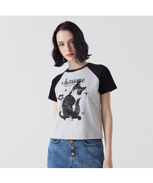 アッサムキャット ラグラン袖 半袖Tシャツ メランジグレー