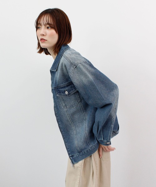 ABYS(アビス)の「デニムオーバーサイズGジャン(デニムジャケット・レディース・ブルー/ブラック・FREE)」の20枚目の写真