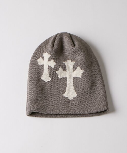 WHO'S WHO gallery（フーズフーギャラリー）の「クロスロゴビーニー（ニットキャップ/ビーニー・レディース・ブラック系その他/グレー/ブラック・FREE）」の3枚目の写真