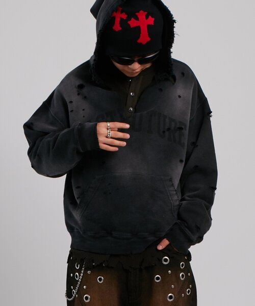 WHO'S WHO gallery（フーズフーギャラリー）の「クロスロゴビーニー（ニットキャップ/ビーニー・レディース・ブラック系その他/グレー/ブラック・FREE）」の5枚目の写真