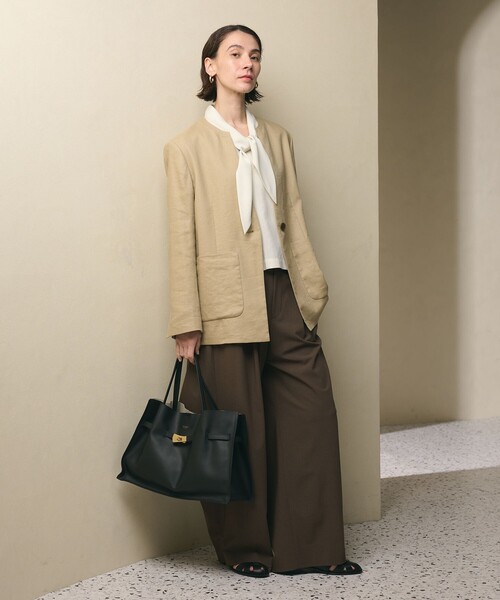 BEAUTY&YOUTH UNITED ARROWS（ビューティーアンドユースユナイテッドアローズ）の「麻ブレンド カラーレス シングル ジャケット UVカット（ノーカラージャケット・レディース・ベージュ/オフホワイト・M/S）」の5枚目の写真