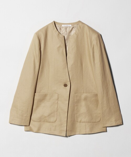 BEAUTY&YOUTH UNITED ARROWS（ビューティーアンドユースユナイテッドアローズ）の「麻ブレンド カラーレス シングル ジャケット UVカット（ノーカラージャケット・レディース・ベージュ/オフホワイト・M/S）」の6枚目の写真