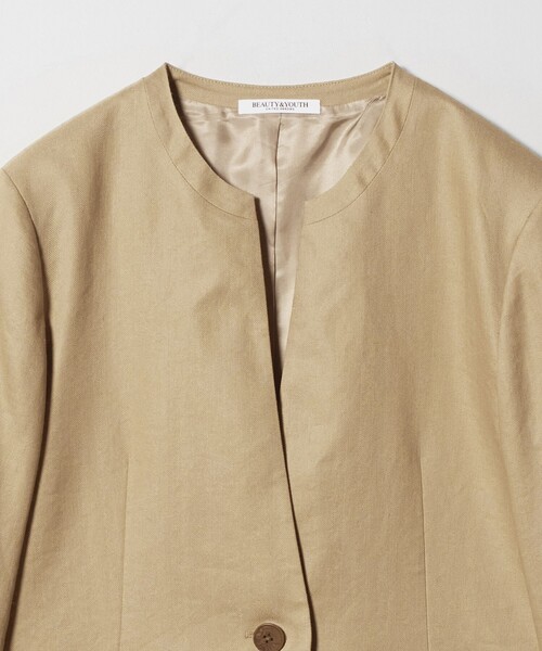 BEAUTY&YOUTH UNITED ARROWS（ビューティーアンドユースユナイテッドアローズ）の「麻ブレンド カラーレス シングル ジャケット UVカット（ノーカラージャケット・レディース・ベージュ/オフホワイト・M/S）」の8枚目の写真
