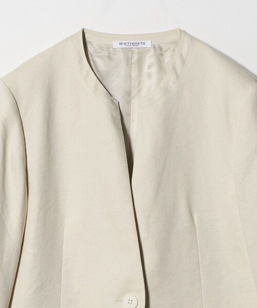 BEAUTY&YOUTH UNITED ARROWS（ビューティーアンドユースユナイテッドアローズ）の「麻ブレンド カラーレス シングル ジャケット UVカット（ノーカラージャケット・レディース・ベージュ/オフホワイト・M/S）」の15枚目の写真