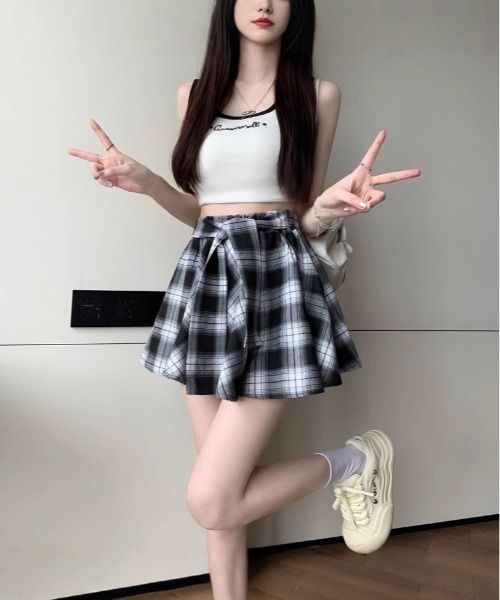 NoBelle(ノベル)の「チェック柄 フレアミニスカート(スカート・レディース・ブラック/イエロー・S/M)」の13枚目の写真