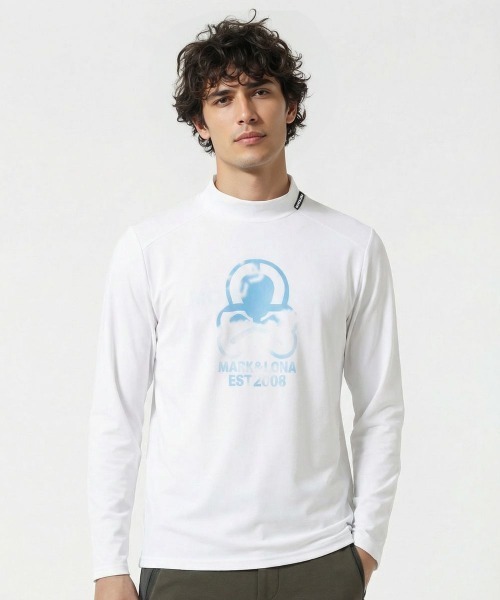 MARK & LONA(マークアンドロナ)の「ELMT Performance Mock Neck | MEN(Tシャツ/カットソー・メンズ・ブラック系その他/ホワイト×ブルー・46/48)」の2枚目の写真