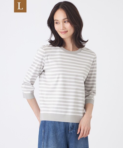 TRANS WORK(トランスワーク)の「【L】【ウォッシャブル】セーターマシンカットソー(Tシャツ/カットソー・レディース・オフホワイト/ブラウン/グレー系その他・46/44)」の3枚目の写真