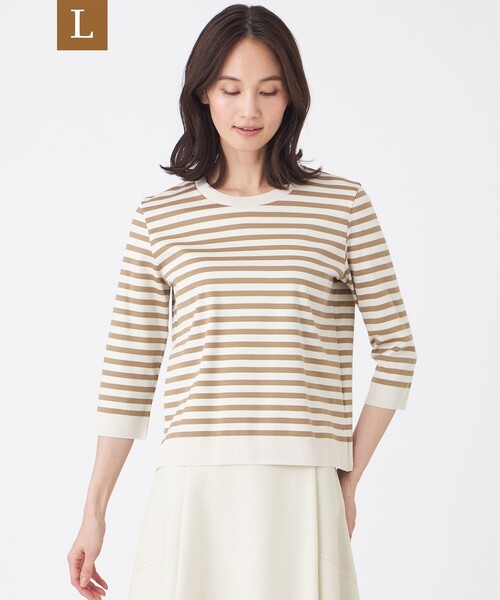 TRANS WORK(トランスワーク)の「【L】【ウォッシャブル】セーターマシンカットソー(Tシャツ/カットソー・レディース・オフホワイト/ブラウン/グレー系その他・46/44)」の2枚目の写真