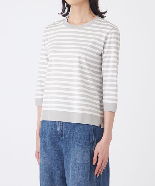 TRANS WORK(トランスワーク)の「【L】【ウォッシャブル】セーターマシンカットソー(Tシャツ/カットソー・レディース・オフホワイト/ブラウン/グレー系その他・46/44)」の4枚目の写真