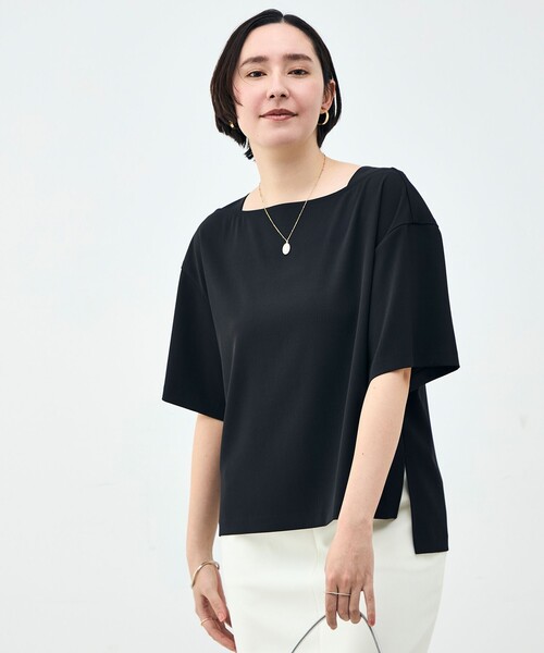 NOLLEY’S(ノーリーズ)の「《セットアップ対応》ウォッシャブルイージーツイルTブラウス(シャツ/ブラウス・レディース・ブラック/チャコールグレー/ホワイト・38)」の9枚目の写真