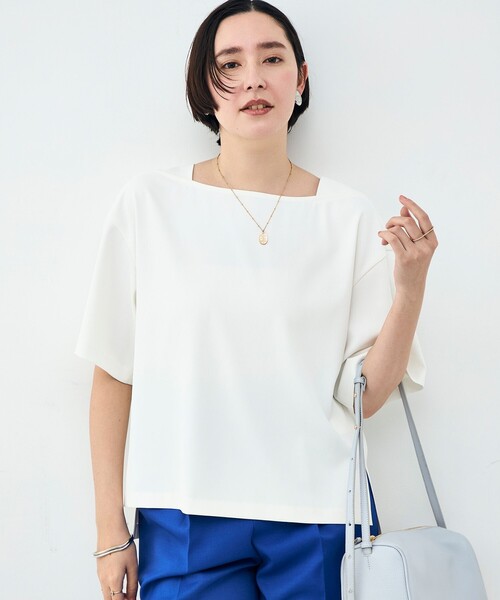 NOLLEY’S（ノーリーズ）の「《セットアップ対応》ウォッシャブルイージーツイルTブラウス（シャツ/ブラウス・レディース・ブラック/チャコールグレー/ホワイト・38）」の6枚目の写真