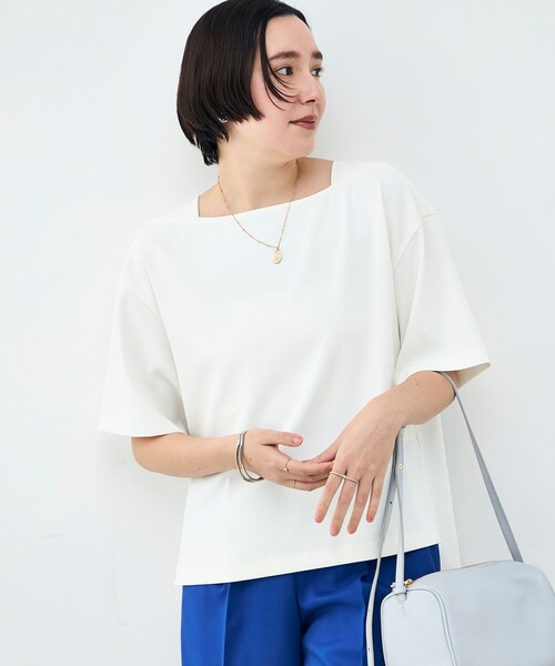 NOLLEY’S（ノーリーズ）の「《セットアップ対応》ウォッシャブルイージーツイルTブラウス（シャツ/ブラウス・レディース・ブラック/チャコールグレー/ホワイト・38）」の7枚目の写真