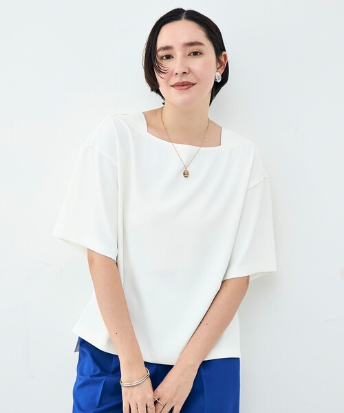 NOLLEY’S（ノーリーズ）の「《セットアップ対応》ウォッシャブルイージーツイルTブラウス（シャツ/ブラウス・レディース・ブラック/チャコールグレー/ホワイト・38）」の9枚目の写真