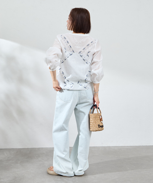U by SPICK&SPAN(ユーバイスピックアンドスパン)の「ロングスリーブ刺繍ブラウス(シャツ/ブラウス・レディース・ホワイト・FREE)」の4枚目の写真