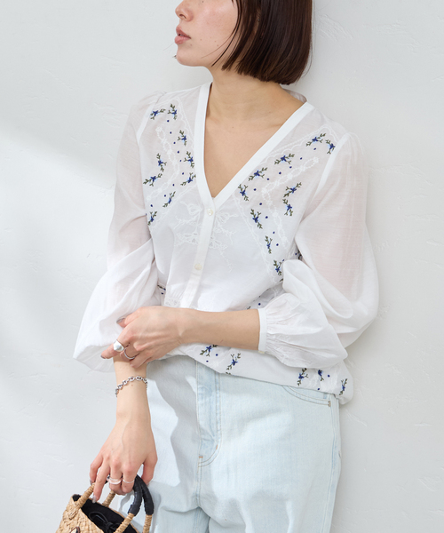 U by SPICK&SPAN(ユーバイスピックアンドスパン)の「ロングスリーブ刺繍ブラウス(シャツ/ブラウス・レディース・ホワイト・FREE)」の10枚目の写真
