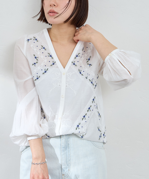 U by SPICK&SPAN(ユーバイスピックアンドスパン)の「ロングスリーブ刺繍ブラウス(シャツ/ブラウス・レディース・ホワイト・FREE)」の11枚目の写真