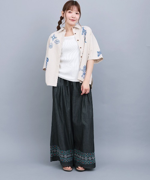 チチカカ（チチカカ）の「ネイティブシルバー刺繍パンツ（デニムパンツ・レディース・ライトブルー/ブラック/インディゴブルー・FREE）」の6枚目の写真