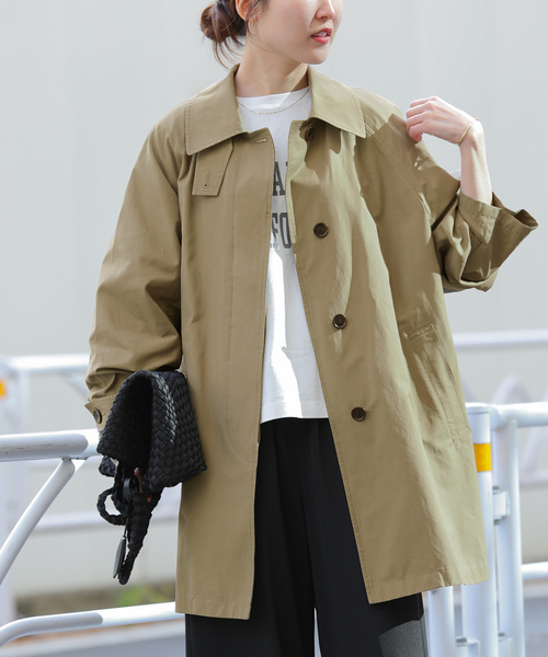 JOURNAL STANDARD relume（ジャーナルスタンダード　レリューム）の「《追加》［26SS新作］コットンナイロンAラインステンコート（ステンカラーコート・レディース・ベージュ・FREE）」の4枚目の写真