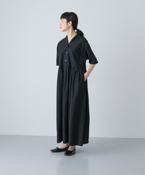 かぐれ（カグレ）の「オープンカラーシャツワンピース（ワンピース・レディース・ネイビー/ブラック・FREE）」の3枚目の写真