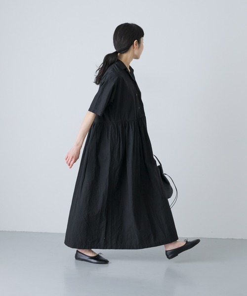 かぐれ（カグレ）の「オープンカラーシャツワンピース（ワンピース・レディース・ネイビー/ブラック・FREE）」の5枚目の写真