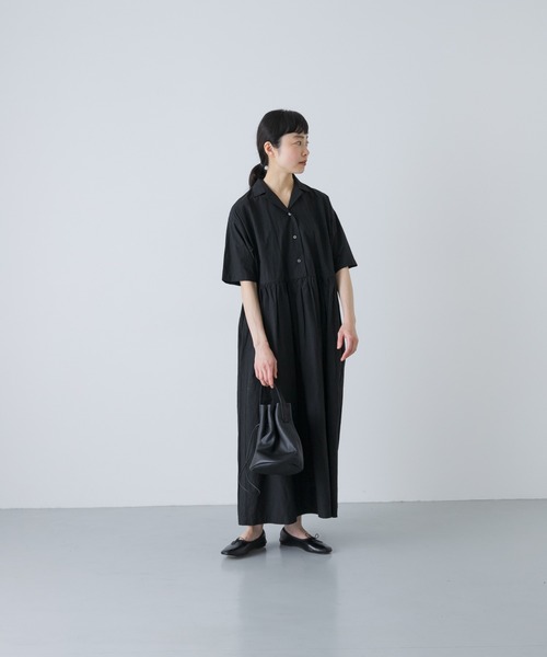 かぐれ（カグレ）の「オープンカラーシャツワンピース（ワンピース・レディース・ネイビー/ブラック・FREE）」の6枚目の写真