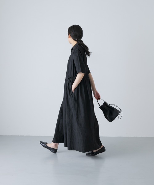 かぐれ（カグレ）の「オープンカラーシャツワンピース（ワンピース・レディース・ネイビー/ブラック・FREE）」の7枚目の写真