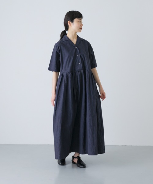 かぐれ（カグレ）の「オープンカラーシャツワンピース（ワンピース・レディース・ネイビー/ブラック・FREE）」の10枚目の写真
